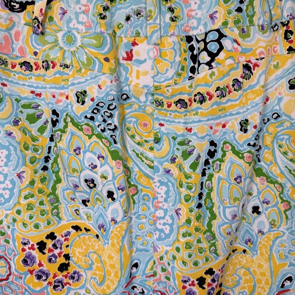 Carlisle Paisley Pencil Skirt Size 0 Front Zipper Bright Spring Colors Pockets - Picture 8 of 10